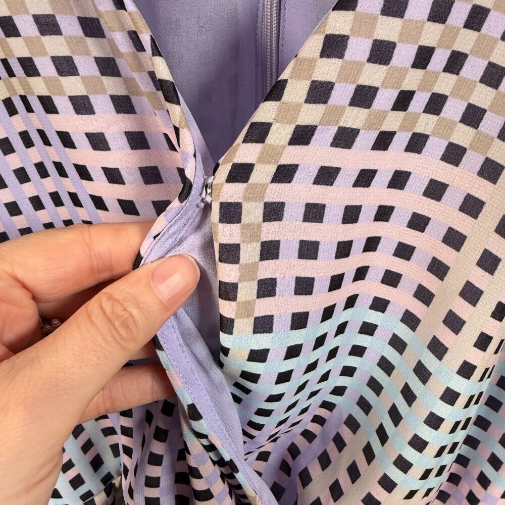 Calvin Klein Geometric Faux Wrap Dress Size 16W Purple Chiffon Career Church - Picture 11 of 15